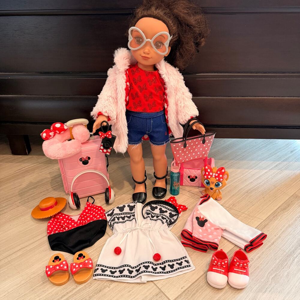 Disney ily 4EVER 18" Brunette Minnie Inspired Doll Fashion Accessory Bundle Lot